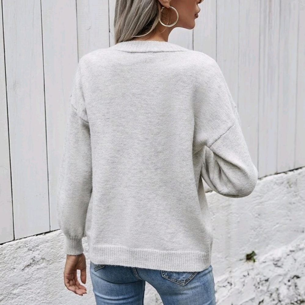 Drop Shoulder Button Front Cardigan - Picture 3 of 3